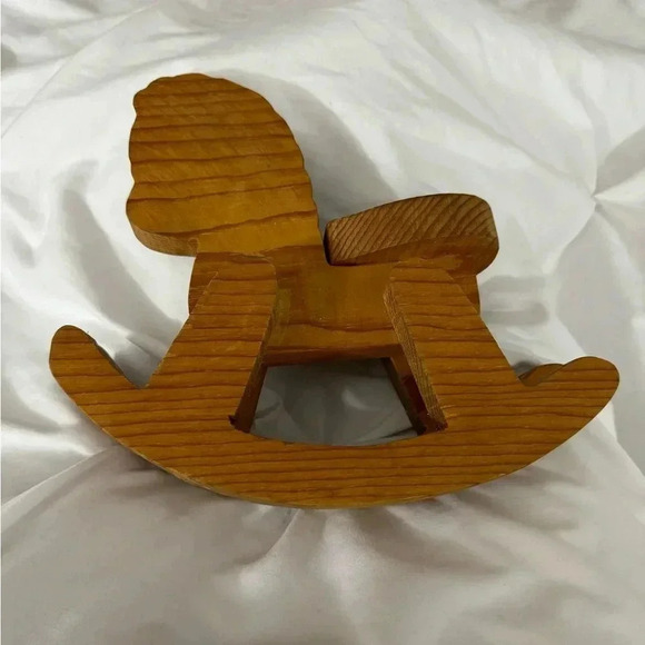 Vintage Handmade Wooden Rocking Horse Nursery Cottage Decor - Picture 8 of 11